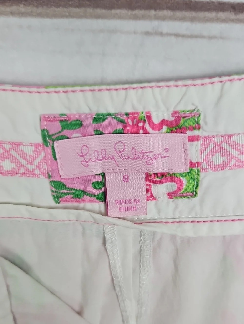 Lilly Pulitzer Patchwork Floral Butterfly Print Skort | Size 8 | Pink Green - Picture 9 of 13